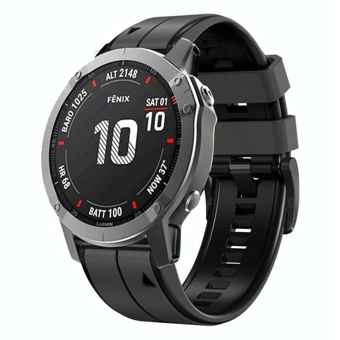 For Garmin Fenix 6 Pro 22mm Silicone Sports Two-Color Watch Band(Carbon Ash + Black)