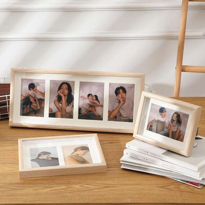 Wooden Wall-Mounted Pendulum Dual-Purpose Combination Photo Frame Style 8 inch(Wood Color)