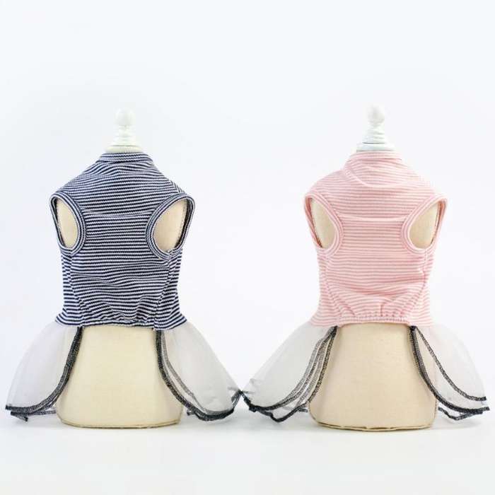 Pet Clothes Dog Summer Breathable Striped Skirt, Size:M(Black)