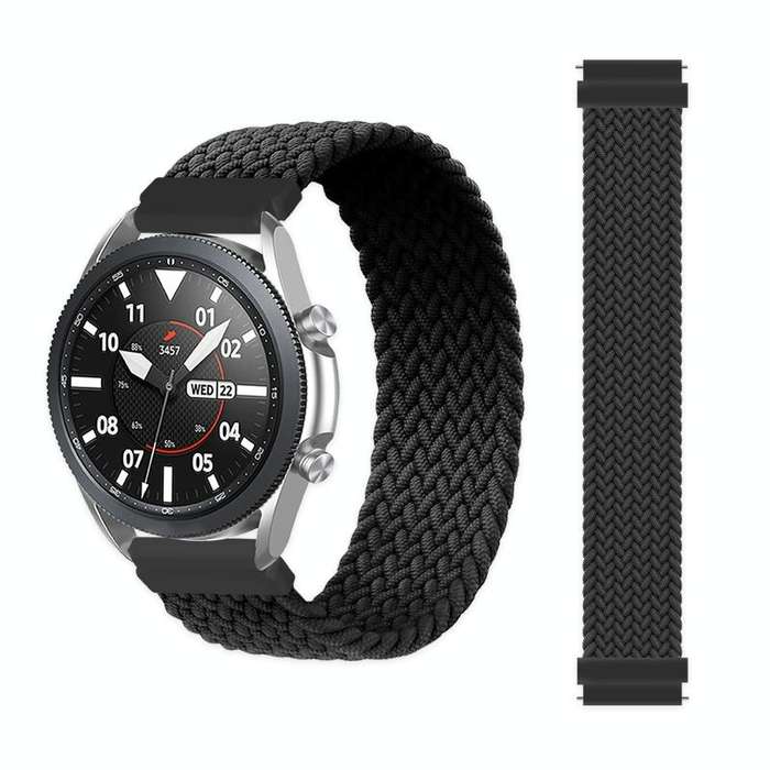 For Garmin Vivoactive 3 Adjustable Nylon Braided Elasticity Watch Band, Size:145mm(Black)