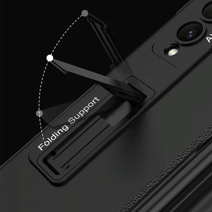 For Samsung Galaxy Z Fold4 GKK Magnetic Hinge Flip Phone Case with Holder & Pen Slot(Silver)