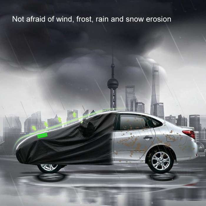 190T Silver Coated Cloth Car Rain Sun Protection Car Cover with Reflective Strip, Size: M