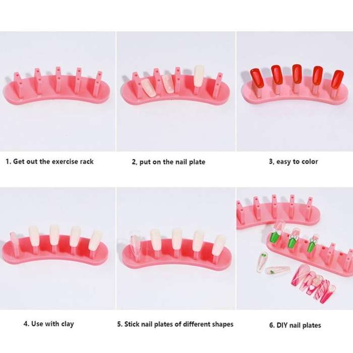 3 Sets Adhesive-Free Nail Practice Stand Nail Display Stand(01 White)