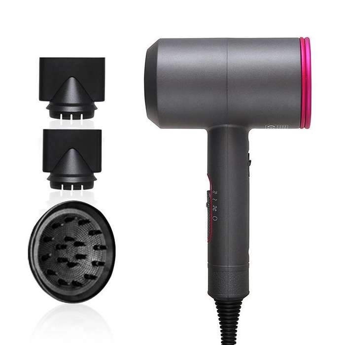 High-power Anionic Cold Hot Air Constant Temperature Hair Dryer, EU Plug(Red + Grey)