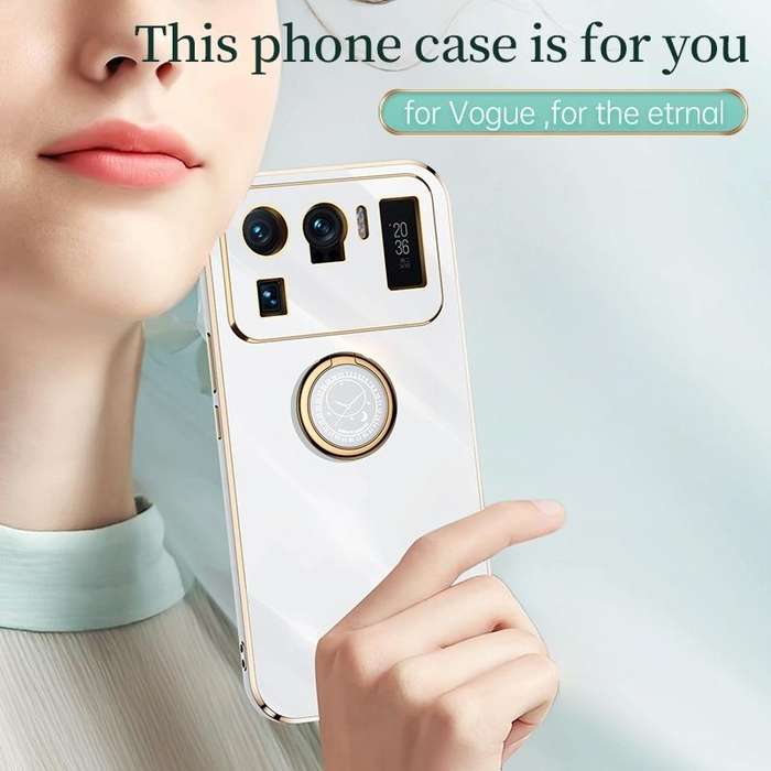 For Xiaomi Mi 11 Ultra XINLI Straight 6D Plating Gold Edge TPU Shockproof Case with Ring Holder(B...