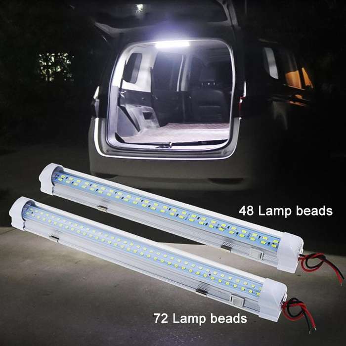 2 PCS ZS-3332 12-85V High Bright 72LEDs RV Dome Light Cabin Light Bar