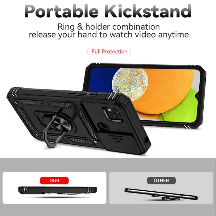 For Samsung Galaxy A03 Sliding Camshield Holder Phone Case(Black)