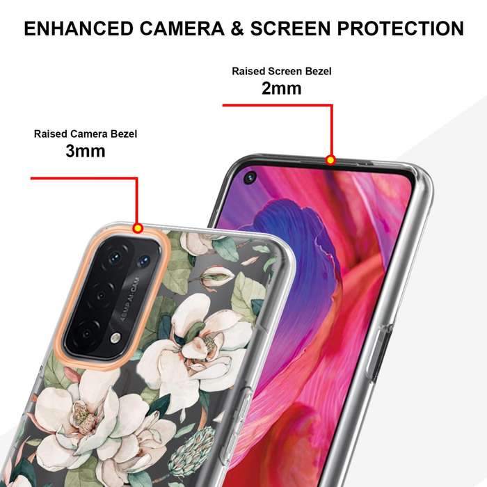 For OPPO A74 5G / A93 5G / A54 5G / A93S 5G Flowers and Plants Series IMD TPU Phone Case(Green Ga...
