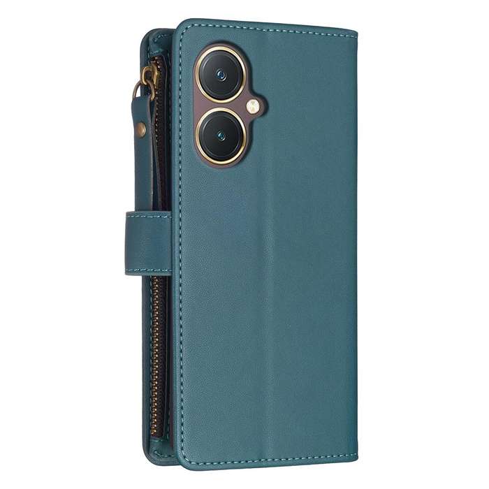 For vivo Y27 4G 9 Card Slots Zipper Wallet Leather Flip Phone Case(Green)