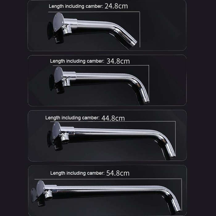 With Base Top Spray Rod Shower Tube Stainless Steel Shower Outlet Pipe Elbow, Size: 39cm