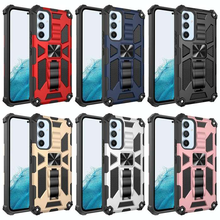 For Samsung Galaxy A54 5G Armor Shockproof TPU + PC Magnetic Protective Phone Case with Holder(Bl...