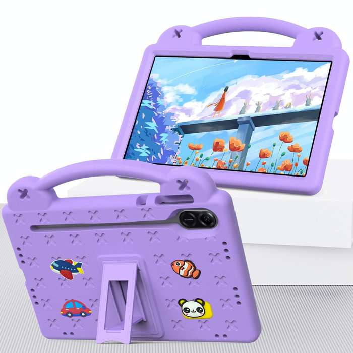 For Honor Pad X9 Handle Kickstand Children EVA Shockproof Tablet Case(Light Purple)