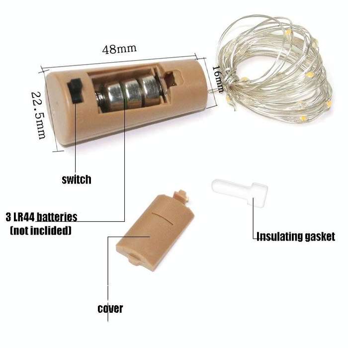 10 PCS LED Wine Bottle Cork Copper Wire String Light IP44 Waterproof Holiday Decoration Lamp, Sty...