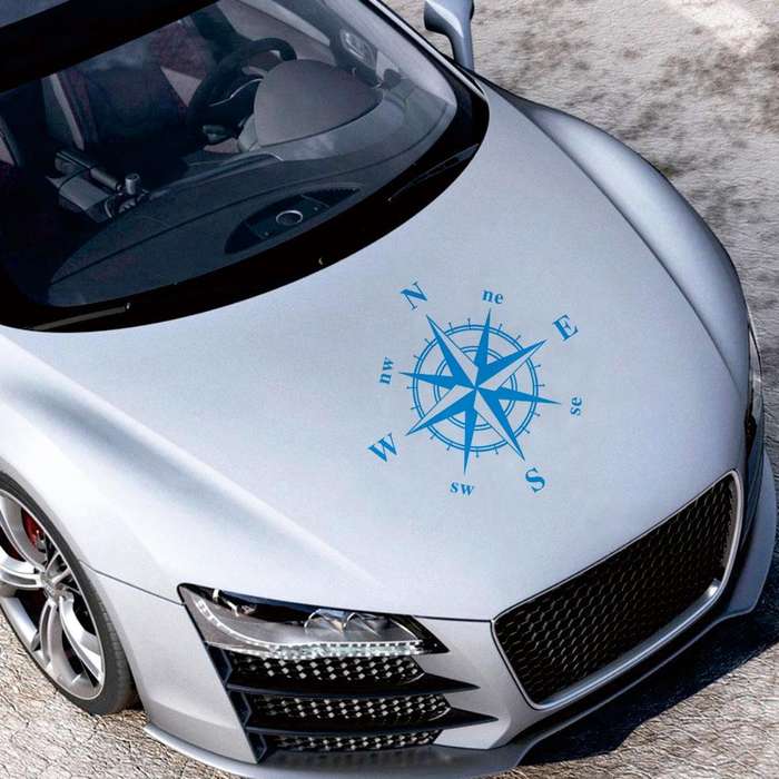 D-336 Car Compass Graphic Sticker Hood Car Body Universal Sticker(White)