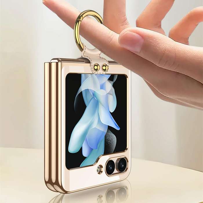 For Samsung Galaxy Z Flip5 GKK Electroplating Phone Case with Ring(Black)