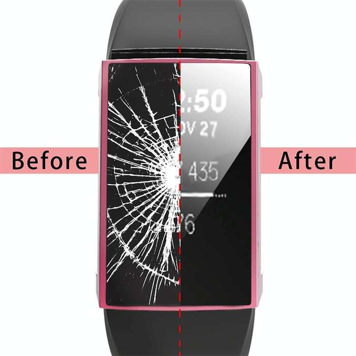 For Fitbit Charge 3 / 4 Full Coverage Plating TPU Watch Case(Pink)