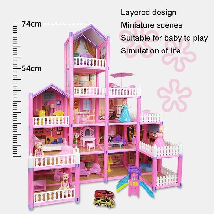 DSJ55-A 274pcs/set Children Passing Domestic Toy Doll House Princess Castle Set Simulation Disgui...