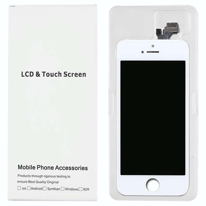 50 PCS Cardboard Packaging White Box for iPhone 5 LCD Screen and Digitizer Full Assembly