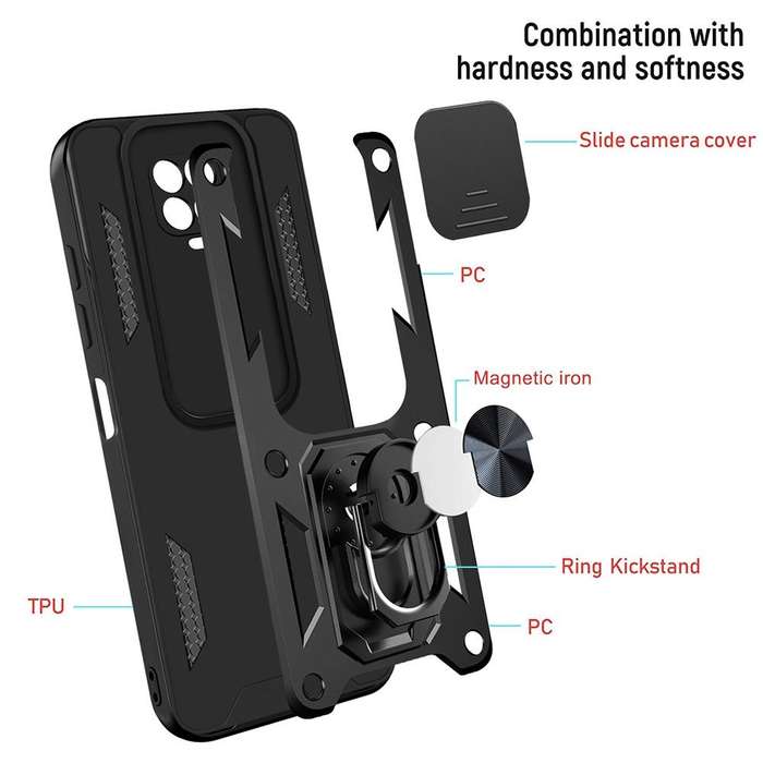 For Xiaomi Redmi Note 9 Pro Sliding Camera Cover Design TPU+PC Phone Case(Black)