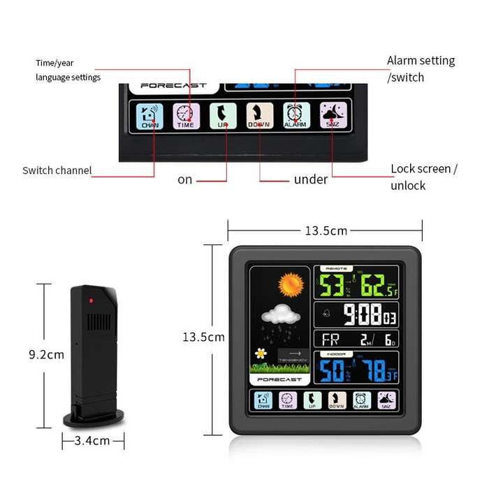 TS-3310 Wireless Weather Clock Multifunctional Color Screen Clock Creative Home Touch Screen Ther...