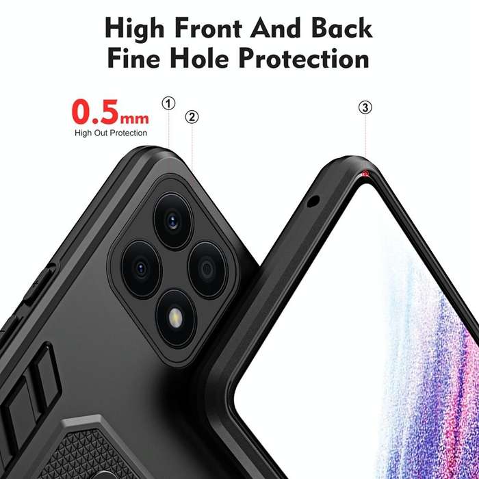 For Honor X8a 2023 Variety Brave Armor Finger Loop Holder Phone Case(Black)