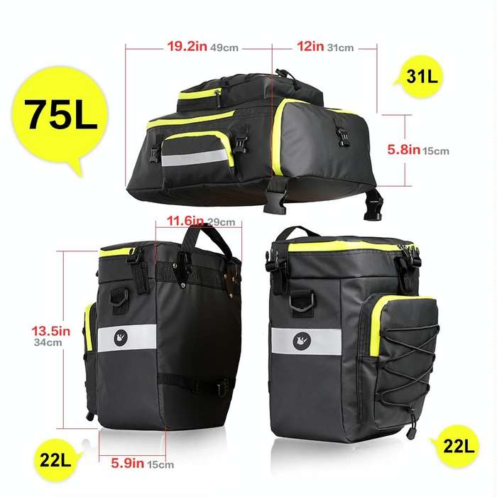 Rhinowalk Three-in-one Multifunctional Bicycle Rear Shelf Pannier Waterproof Long-distance Equipm...