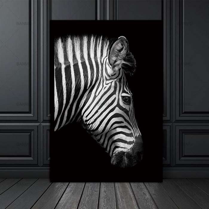 Simple Black and White Animal Decoration Painting Study Living Room Sofa Background Wall Painting...