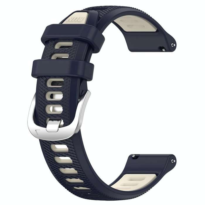 For Garmin Forerunner 55 20mm Sports Two-Color Steel Buckle Silicone Watch Band(Midnight Blue+Sta...