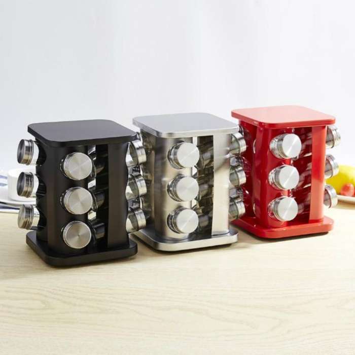 12 in 1 Stainless Steel Canister Set with Turnable Holder(Silver)