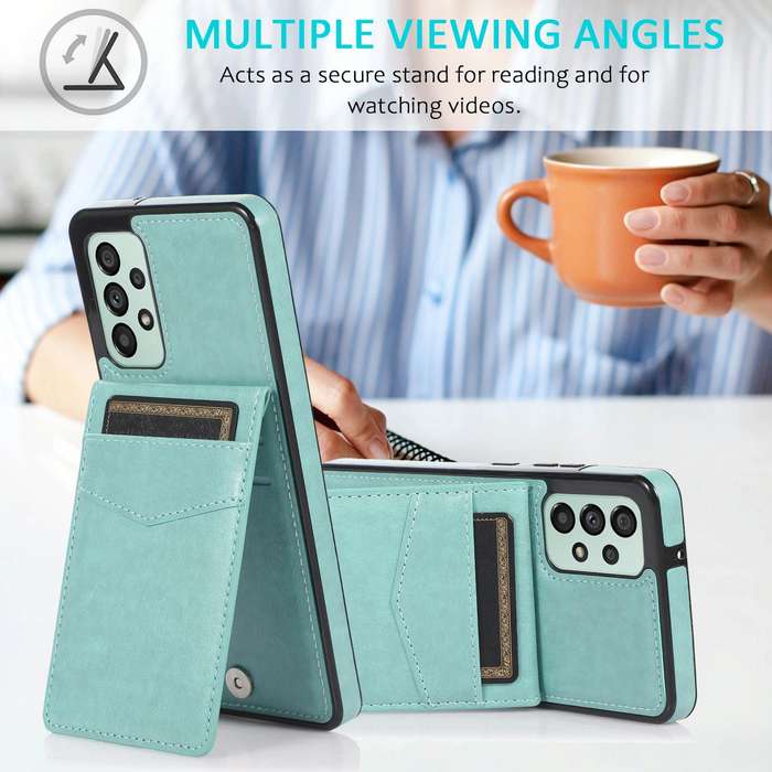 For Samsung Galaxy A73 5G Solid Color PC + TPU Protective Case with Holder & Card Slots(Green)