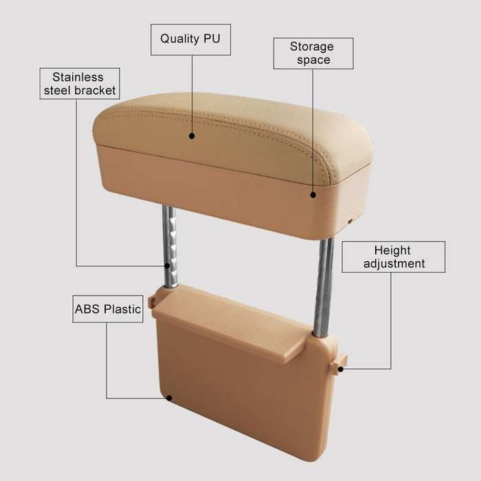 Universal Car PU Leather Wrapped Armrest Box Cushion Car Armrest Box Mat with Storage Box (Grey)