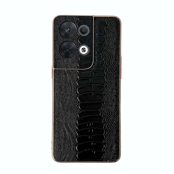 For OPPO Reno8 Pro Genuine Leather Weilai Series Nano Plating Phone Case(Black)