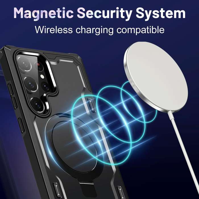 For Samsung Galaxy S23 Ultra 5G Patronus MagSafe Magnetic Holder Phone Case(Black)