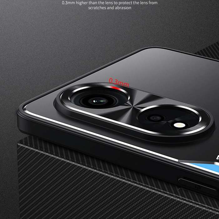 For OPPO A1 Pro / A98 Blade Series TPU + Titanium Alloy Phone Case(Black Silver)