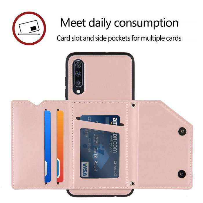 For Samsung Galaxy A70 & A70s Skin Feel PU + TPU + PC Back Cover Shockproof Case with Card Slots ...