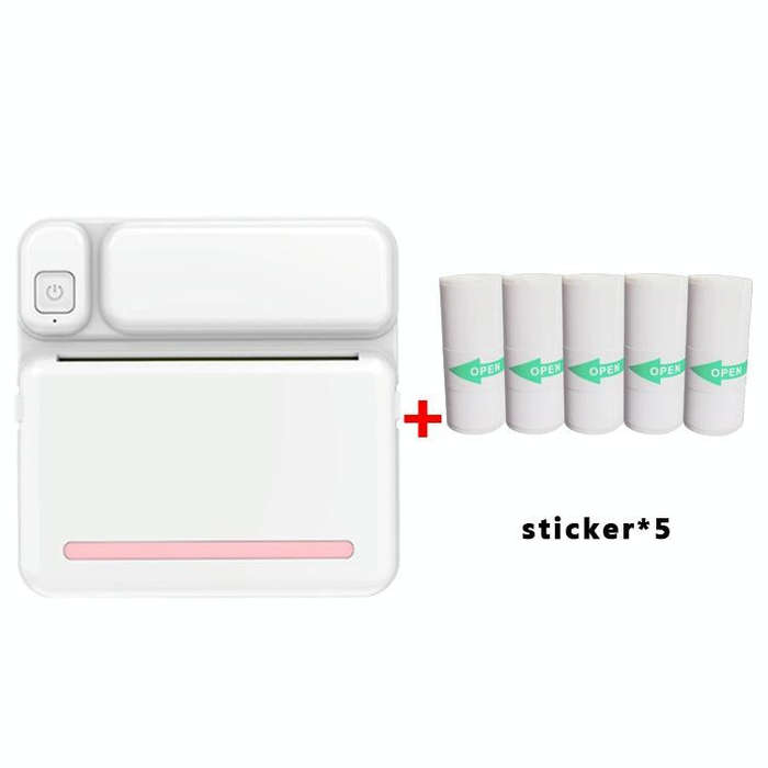 C19 200DPI Student Homework Printer Bluetooth Inkless Pocket Printer Pink Sticker x 5
