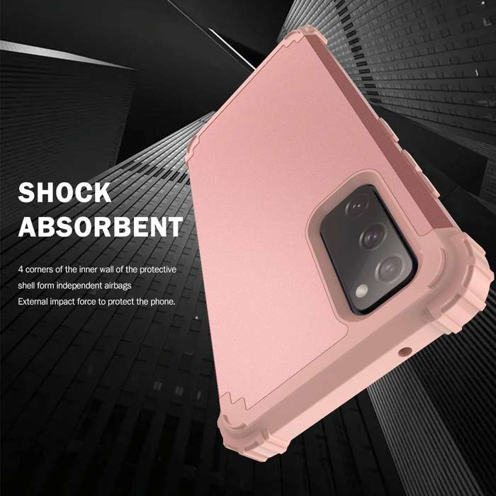 For Samsung Galaxy S20 FE 3 in 1 Shockproof PC + Silicone Protective Case(Rose Gold)