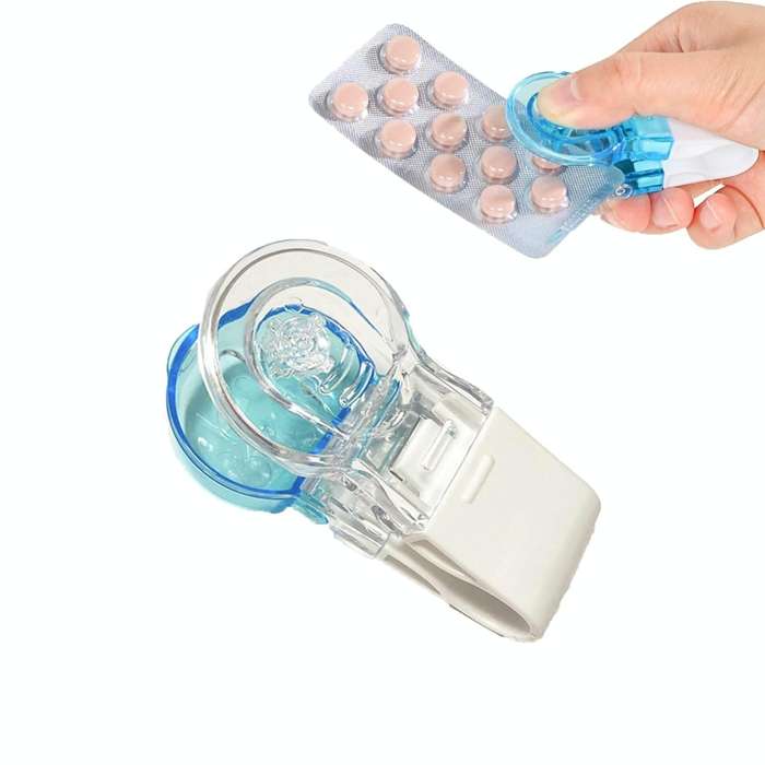 Portable Pill Taker Tablets Pills Blister Pack Opener Pills Box Case(Transparent)