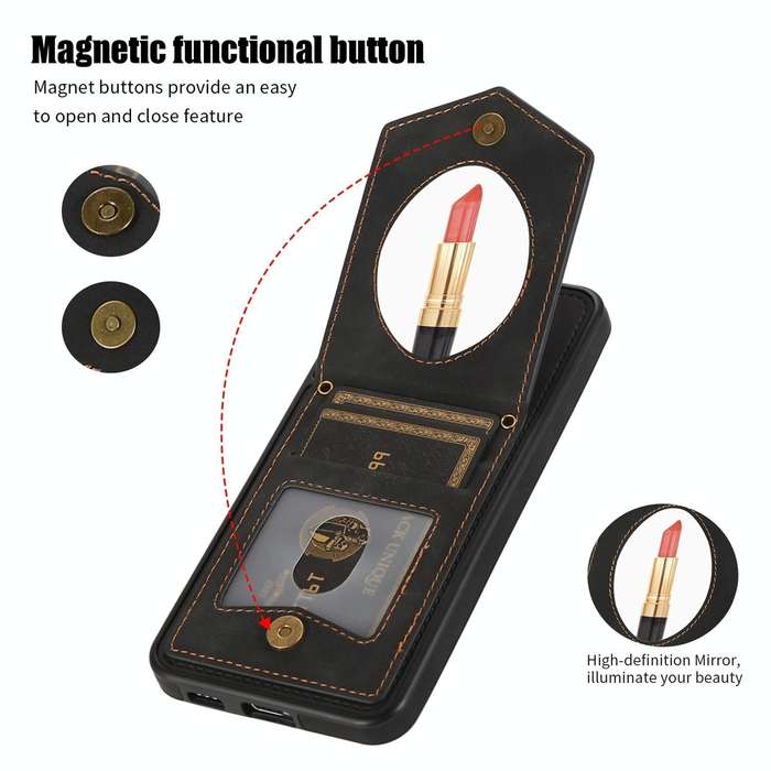 For Samsung Galaxy Note20 Ultra Rhombic Texture RFID Phone Case with Lanyard & Mirror(Black)