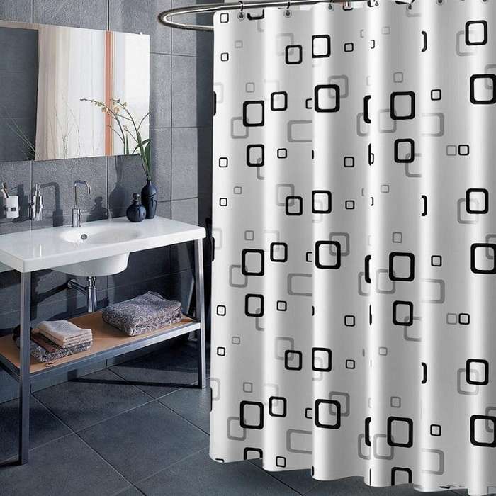 Bathroom Thick Waterproof Shower Curtain, Size:150x200cm, Style:with Copper Buckle