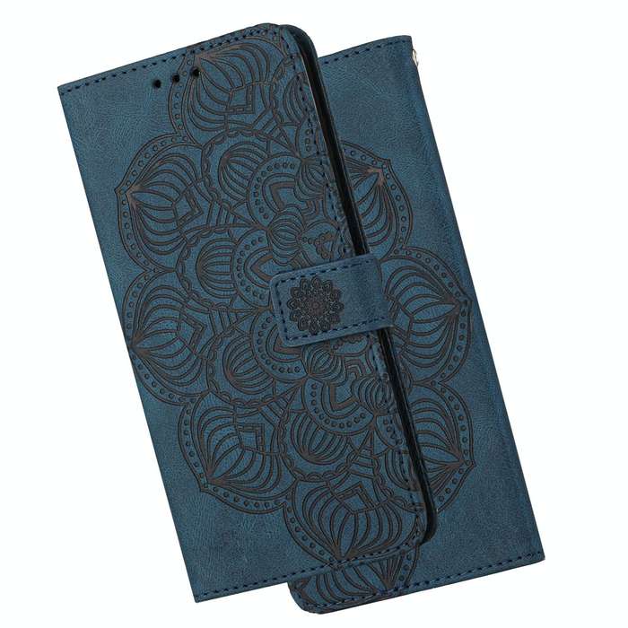 For Samsung Galaxy A70 Mandala Embossed Flip Leather Phone Case(Blue)