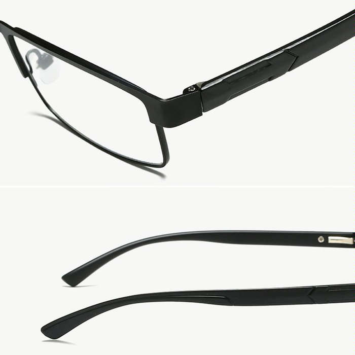 Simple Matel Frame Reading Glasses Hyperopia Eyeglasses +3.50D(Matte Black)