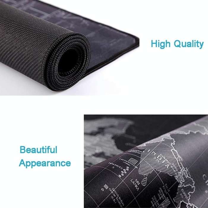 Extended Large Anti-Slip World Map Pattern Soft Rubber Smooth Cloth Surface Game Mouse Pad Keyboa...