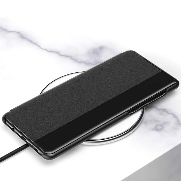 For Samsung Galaxy S22 Ultra 5G Window View Leather Phone Case(Black)