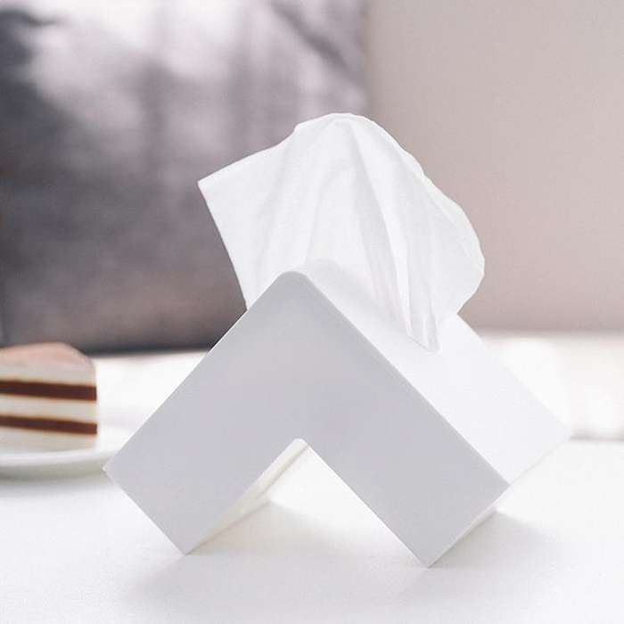 Creative Simple Household Plastic Tissue Paper Storage Box(White)