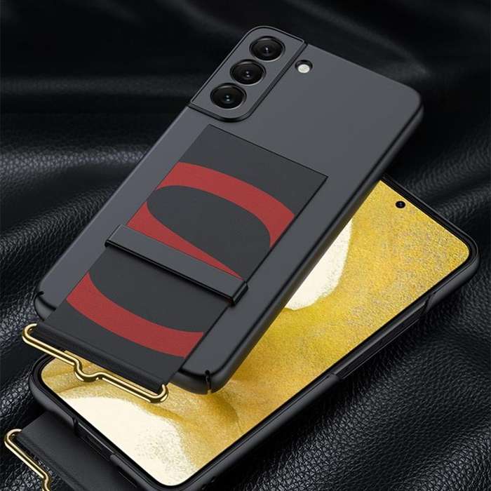 For Samsung Galaxy S22 5G GKK Ultra-thin Wristband Holder Phone Case(Black)
