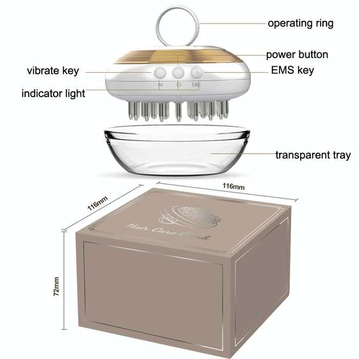 Scalp Medicine Apparatus Hair Growth Fluid Introducer Head Massager(White Gold)