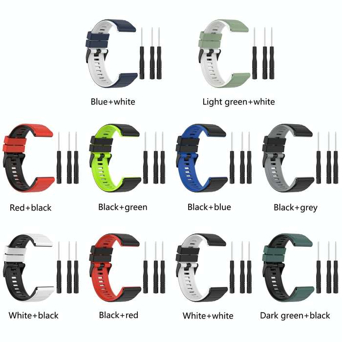 For Garmin Fenix 3 Sapphire 26mm Silicone Mixing Color Watch Band(Dark Green+Black)