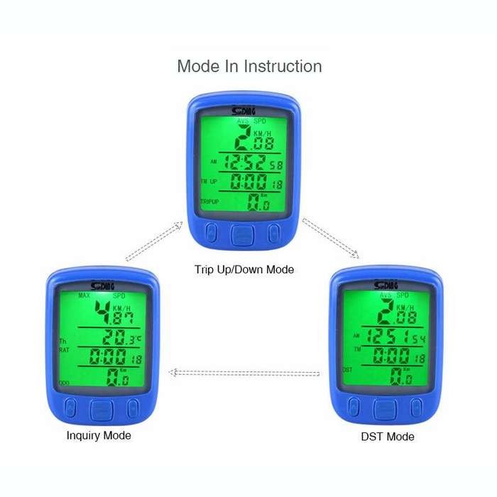 SUNDING 563C Bike Bicycle Waterproof Wireless LCD Screen Luminous Mileage Speedometer Odometer, E...