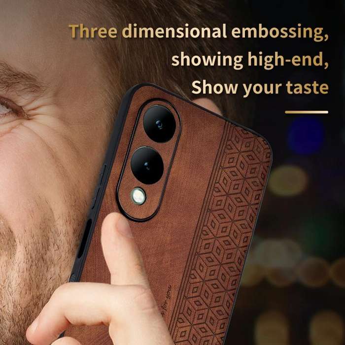 For vivo Y17S AZNS 3D Embossed Skin Feel Phone Case(Purple)